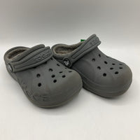 Size 9: Crocs Grey Insulated Adjustable Strap Shoes
