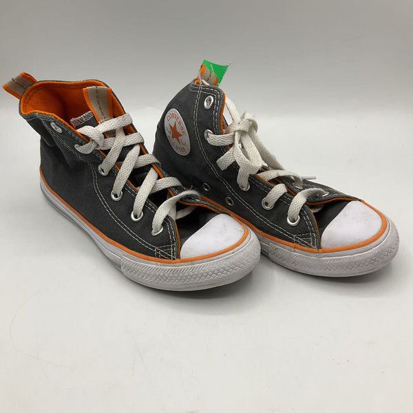 Size 1Y: Converse Grey/Orange/White Lace-Up Sneakers