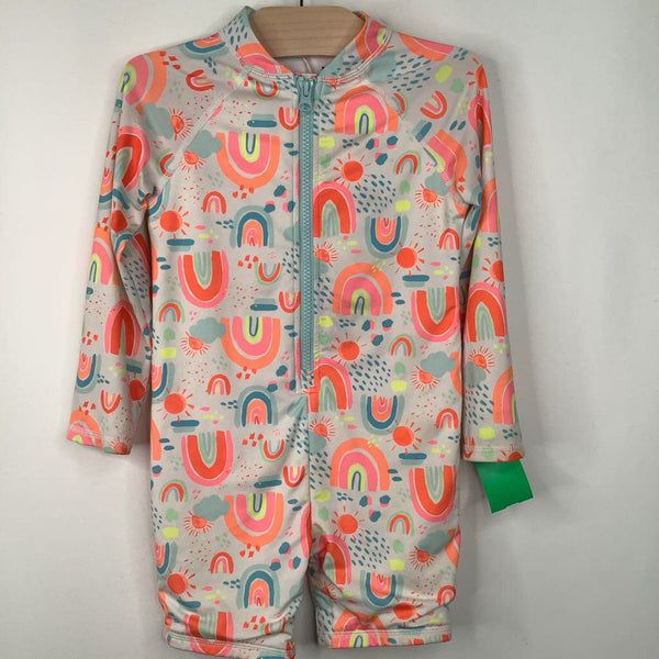 Size 3: Lands End Colorful Rainbows Long Sleeve 1pc Swimsuit