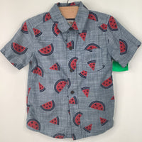 Size 4: Cat & Jack Blue Watermelon Print Collared Button-Up T-Shirt