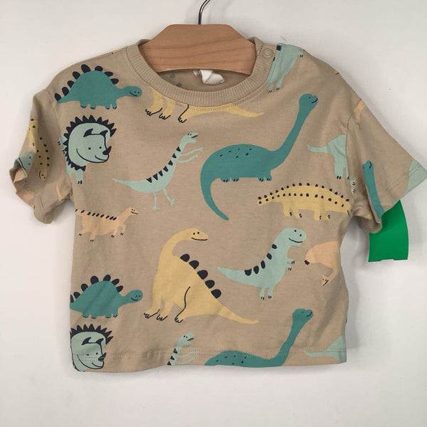 Size 6m: H&M: Tan Dinosaur Print T-Shirt