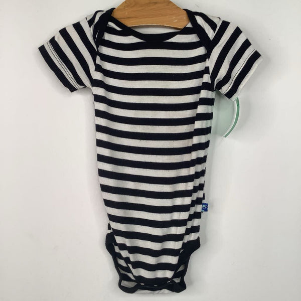 Size 6-12m: Kickee Pants Black/White Striped Onesie