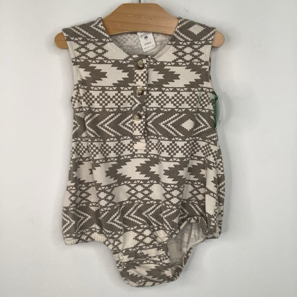 Size 12-18m: Kate Quinn Creme/Brown Patterned Tank Onesie