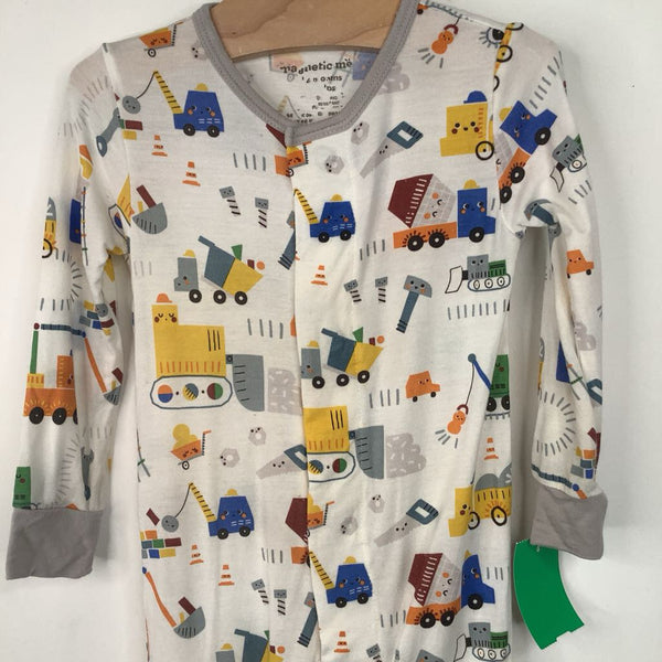 Size 12m: Magnetic Me White/Colorful Vehicles 1pc Footy PJs