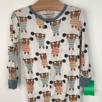Size 9-12m: Magnetic Me White/ Weight Lifting Bear 1pc Footy PJs
