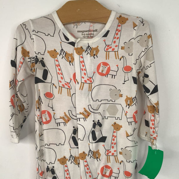 Size 3-6m: Magnetic Me White/Colorful Animals 1pc Footy PJs