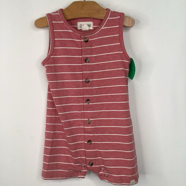 Size 6-12m: Me + Henry Red/White Striped Tank Short Romper