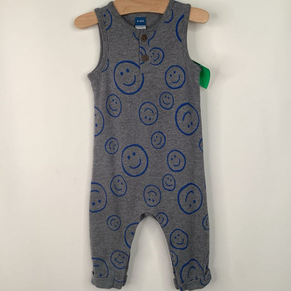 Size 6-12m: Old Navy Grey/Blue Smiling Face Tank Romper