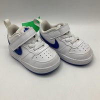 Size 4: Nike White/Blue Velcro Strap Sneakers