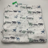Aden + Anais Blue/White Animals Swaddle Blanket