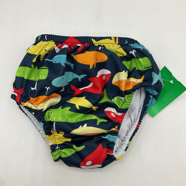 Size 12m: Green Sprouts Blue/Colorful Animals Swim Diaper