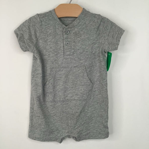 Size 6-12m: Primary Grey Short Sleeve Short Romper