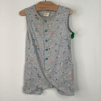 Size 4-6m: H&M Grey Summer Print Sleeveless Short Romper