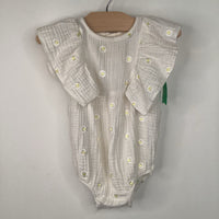 Size 18m: Cat & Jack White/Yellow Flower Ruffle Sleeve Onesie