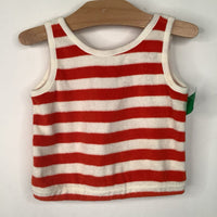 Size 3 (90): Hanna Andersson White/Red Striped Terry Cloth Tank Top