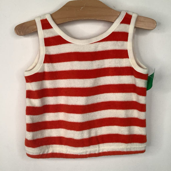 Size 3 (90): Hanna Andersson White/Red Striped Terry Cloth Tank Top