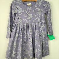 Size 3 (90): Hanna Andersson Purple Unicorn Long Sleeve Dress