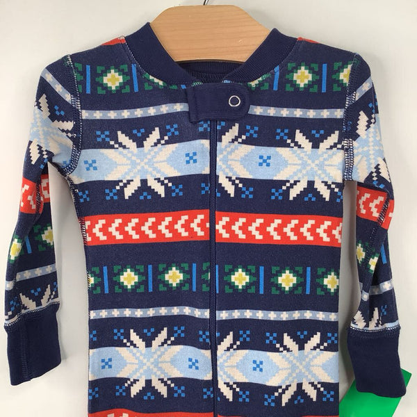 Size 12-18m (75) : Hanna Andersson Navy Snowflake Pattern PJs REDUCED
