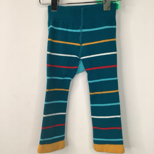 Size 6-12m: Blade & Rose Teal/ Multicolor Stripe Red Panda Face Footless Tights