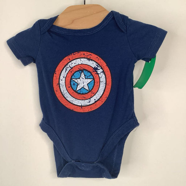 Size NB: Marvel Blue Captain America Onesie
