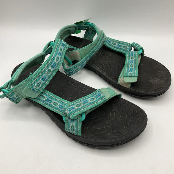 Size 5Y: Chaco Blue/White Velcro Straps Sandals