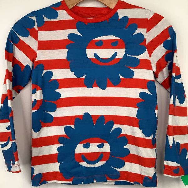 Collectors Corner-Size 8: Stella McCartney Red/White Striped Blue Floral Long Sleeve Shirt