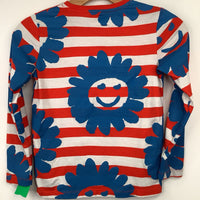 Collectors Corner-Size 8: Stella McCartney Red/White Striped Blue Floral Long Sleeve Shirt