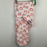 Size M: Swaddle Me White/Pink Rainbows Swaddle