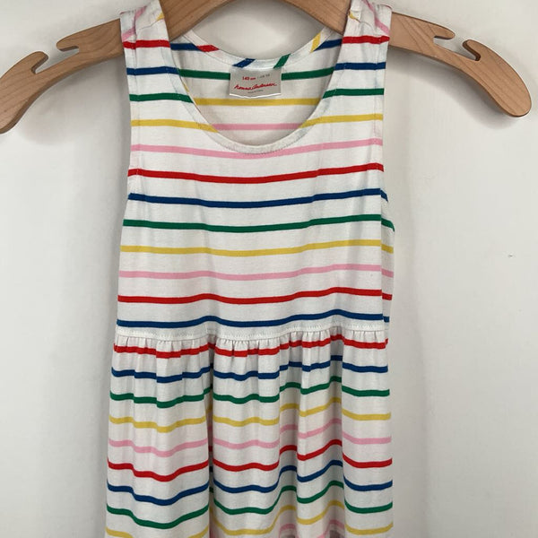 Size 10 (140): Hanna Andersson White/Colorful Striped Tank Dress