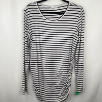 Size L: Smallshow Blue/White Striped Long Sleeve Shirt