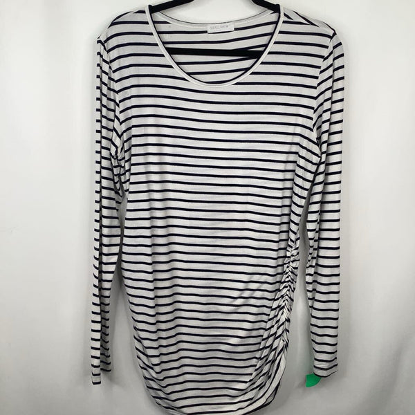 Size L: Smallshow Blue/White Striped Long Sleeve Shirt