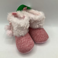 Size 3-6m: Pink Fuzzy Soft Sole Baby Boots