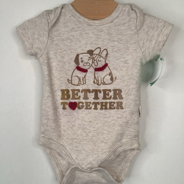 Size 0-3m: Rabbit + Bear Creme "Better Together" Dogs Onesie