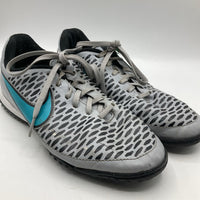 Size 6Y: Nike Grey/Black Patterned Lace-Up Indoor Soccer Cleats