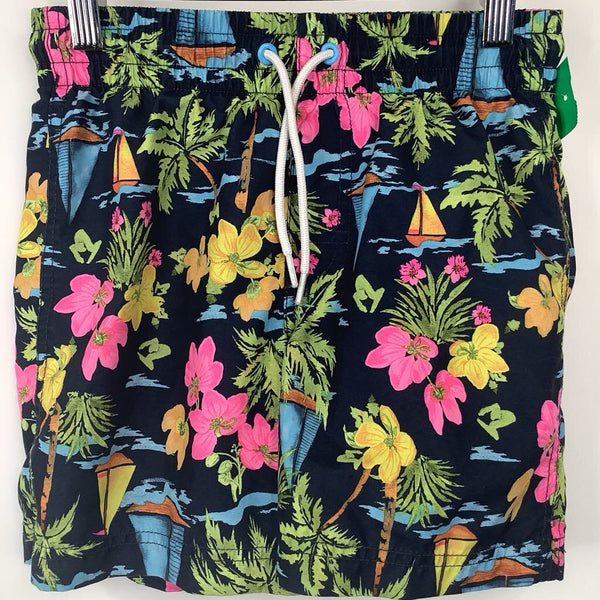 Size 8: Old Navy Blue Floral Swim Trunks