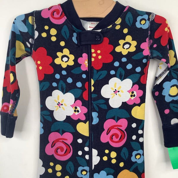 Size 2 (85): Hanna Andersson Blue Floral Print 1pc PJs