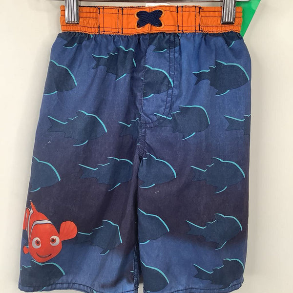 Size 2: Disney Blue/Orange Finding Nemo Swim Trunks