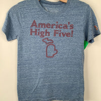 Size 10: Blue "American High Five" T-shirt