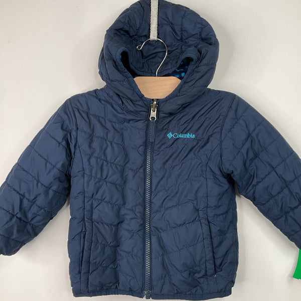 Size 2: Columbia Blue Fleece Reversible Hooded Coat