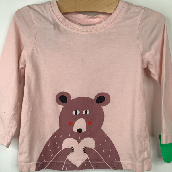 Size 2 (85): Hanna Andersson Pink Bear Long Sleeve Shirt