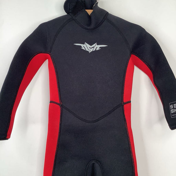 Size 4: Sea Skin Black Red Wetsuit