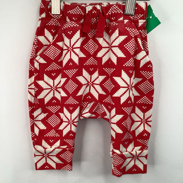 Size 3-6m (60) Hanna Andersson White Red Snowflake Cozy Pants