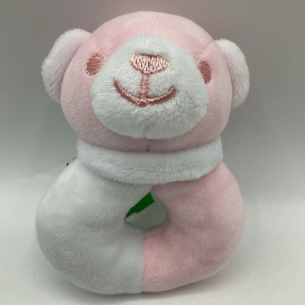 White/Pink Bear Plush Rattle