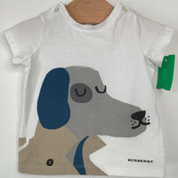 Collectors Corner Size 6m: Burberry White/Grey Dog T-Shirt