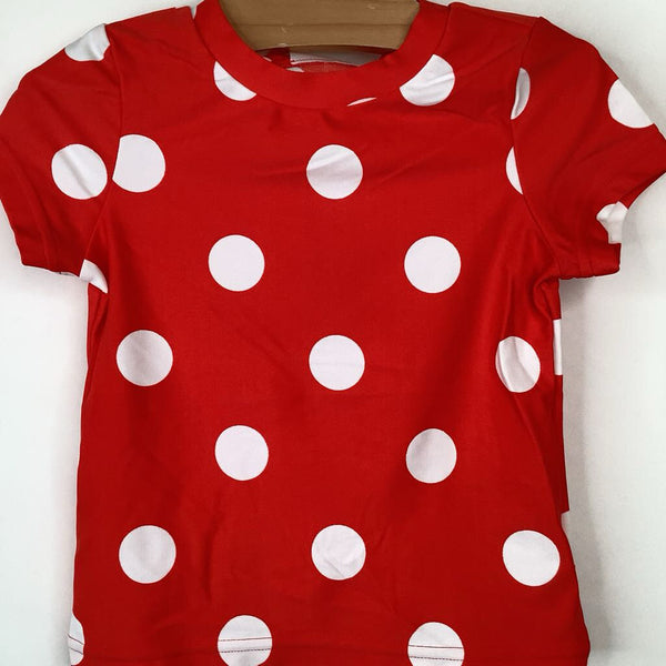 Size 4 (100): Hanna Andersson Red/White Polka Dots Swim T-Shirt-NEW W/Tag