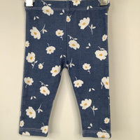 Size 9m: Mini Hop Blue/White Floral Print Leggings