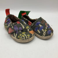 Size 4: Toms Green Mushrooms Velcro Strap Shoes