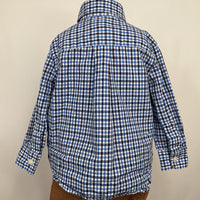Collectors Corner Size 9m: Ralph Lauren Blue/Black Plaid Stretch Poplin Button Up Long Sleeve Shirt