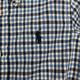 Collectors Corner Size 9m: Ralph Lauren Blue/Black Plaid Stretch Poplin Button Up Long Sleeve Shirt