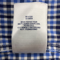 Collectors Corner Size 9m: Ralph Lauren Blue/Black Plaid Stretch Poplin Button Up Long Sleeve Shirt